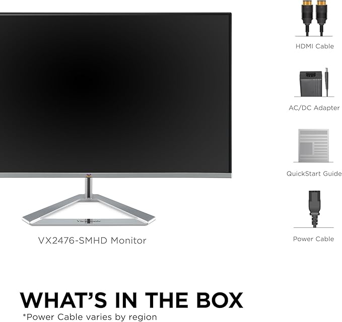 ViewSonic VX2476-SMHD 24 Inch 1080p IPS Monitor with FreeSync, Ultra-Thin Bezels, HDMI and DisplayPort