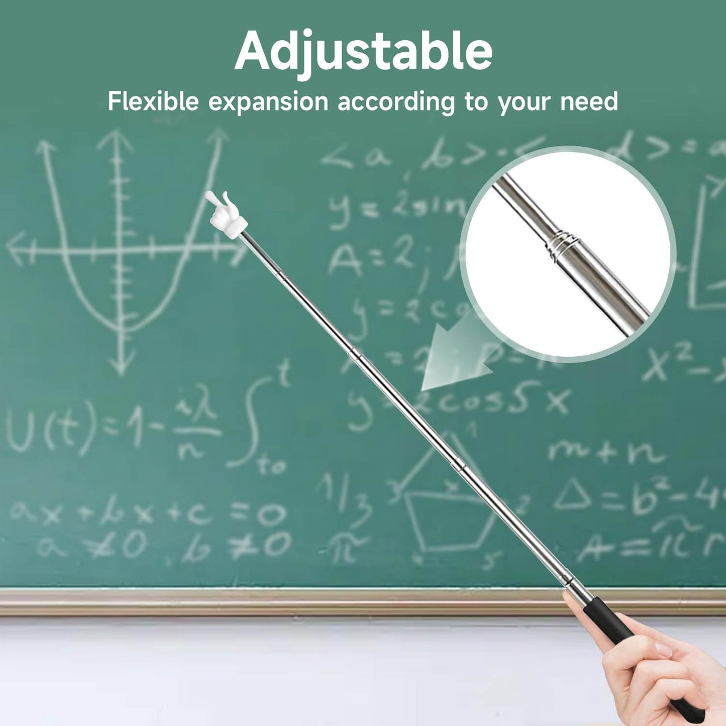 VOVIGGOL Telescopic Teacher Pointer - Extendable Mini Retractable Classroom Tool | 2-Pack (Black)