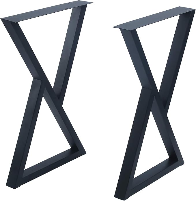 MBQQ 2 Pc Rustic Triangle Shape Heavy Duty Metal Table Legs for Desk & Dining Tables, Industrial Modern, DIY Iron Bench Legs (H28'xW17.7')