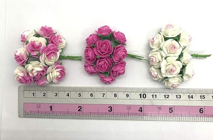 100 pcs mini Rose Mixed Pink Colors Mulberry Paper Flower 15-18 mm Scrap Booking Wedding DIY Craft Supplies Card, Small Roses (Mixed Pink)