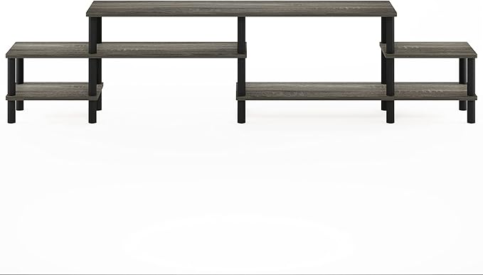 Furinno TURN-N-TUBE TV Stand, 3-Tier Open Design Entertainment Center, Open Shelf TV Console for TV up to 55 Inch, Toolless Assembly, for Living Room, Bedroom, French Oak