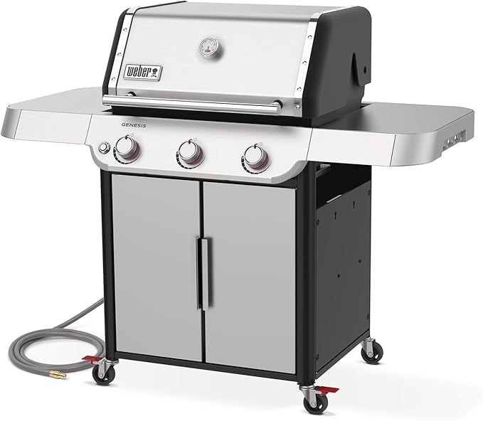 Weber Genesis S-315 Natural Gas Grill for Outdoor Grilling, 3 Burners, Stainless Steel