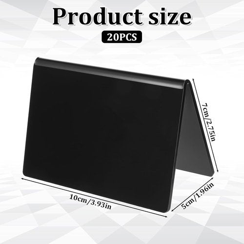 Skiennix Acrylic Mini Chalkboard Signs - 20 Pack Black Food Labels for Weddings & Buffets