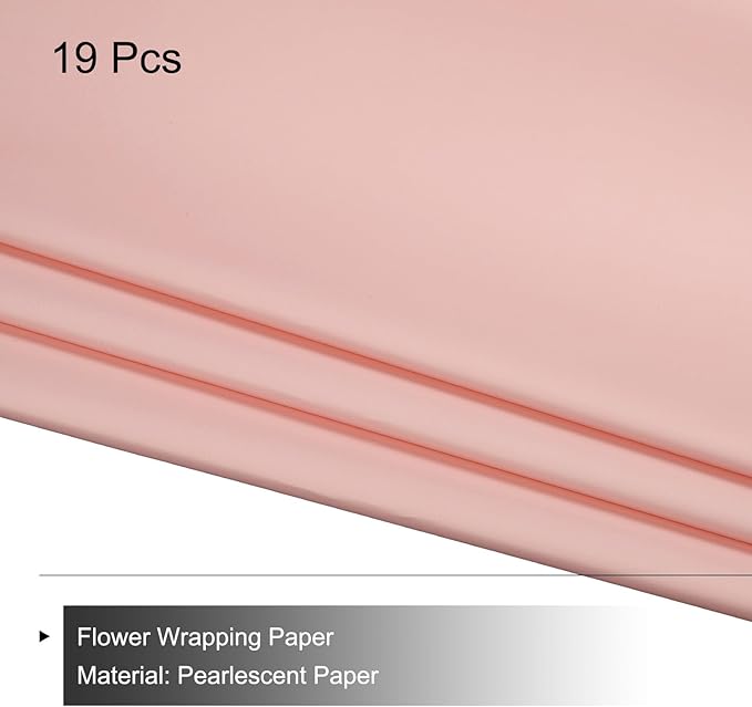 MECCANIXITY Set of 20 Flower Wrapping Paper 22.8x22.8 Inch Waterproof Florists Wrapping Paper for Florist Bouquet Supplies, DIY Crafts, Gift/Gift Box Packaging Light Pink