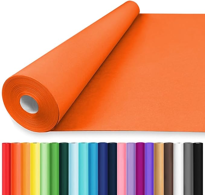 Vanhench 15"x 1200" (100') Wrapping Paper for Women, Orange Wrapping Paper Roll, Solid Color Art Kraft Craft Paper for Wedding, Birthday, Floral Bouquet, Crafts Packing, Poster Bulletin Board