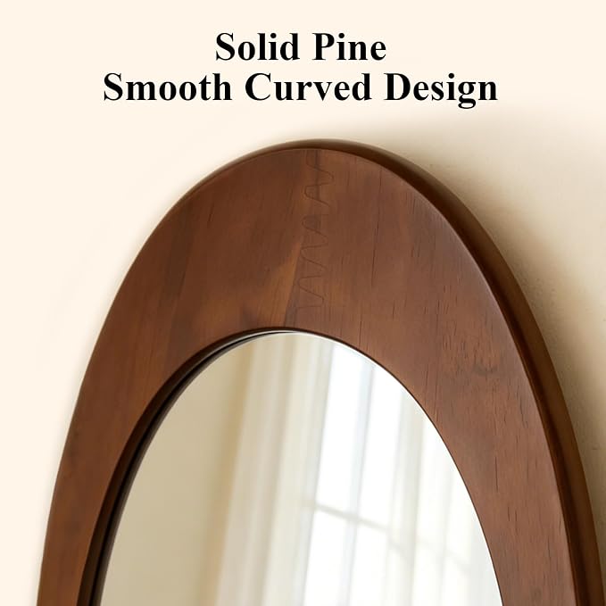Ferytange Asymmetrical Wall Mirror Wood Frame, 36" H×28" W Modern Irregular Decorative Mirror, Unique Wall Art for Living Room Bedroom Entryway, Mid Century Modern Home Decor