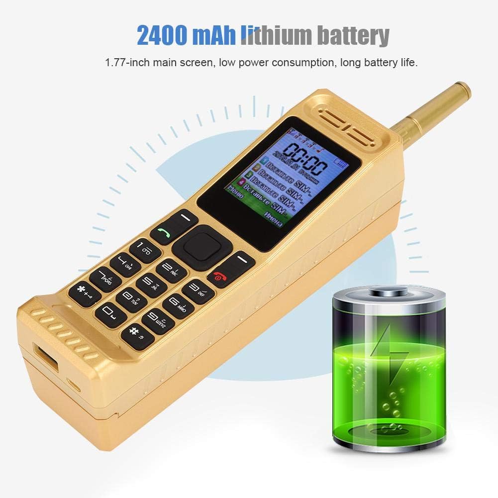 Tosuny Vintage Retro Brick Cell Phone - Classic Quad-Band 2G GSM Mobile Phone | Gold Finish, Four Card Slots