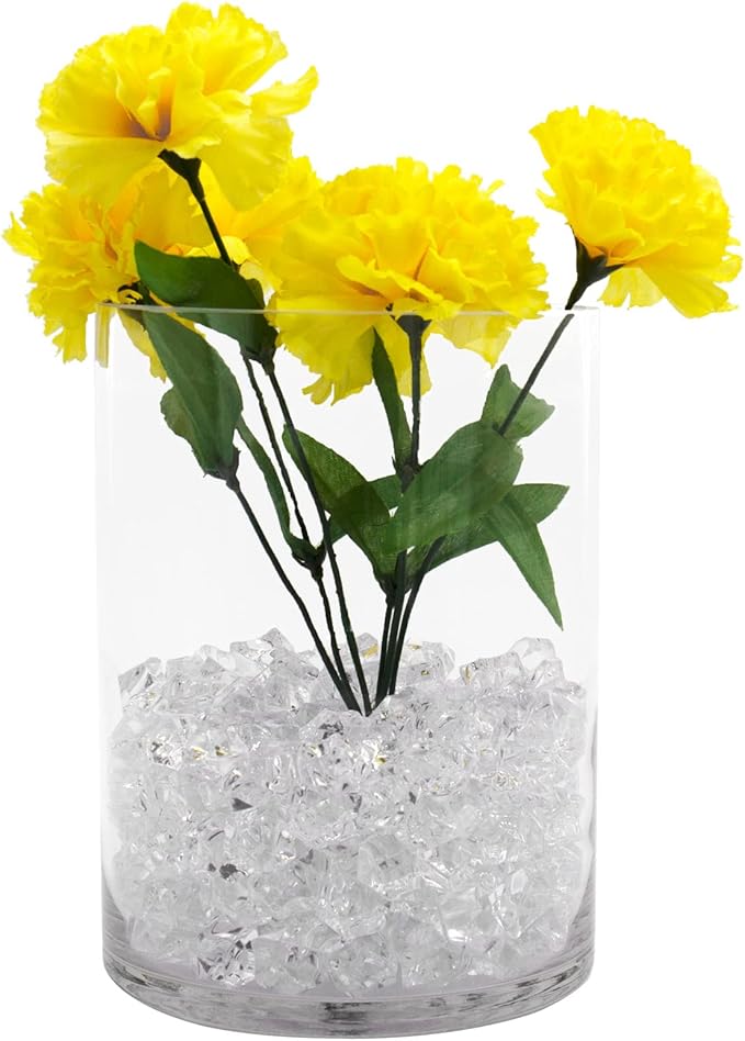 CYS EXCEL Cylinder Clear Glass Vase (H:8" D:6") | Multiple Size Choices Glass Flower Vase Centerpieces | Hurricane Floating Candle Holder Vase