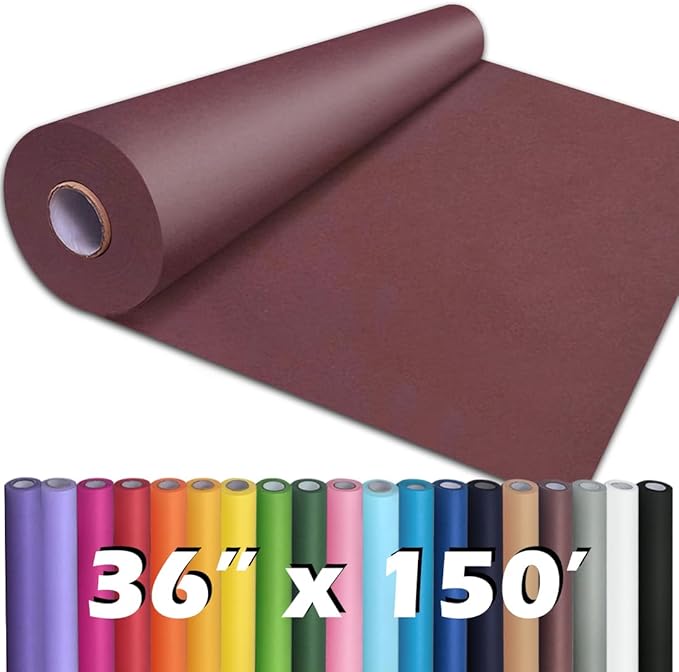 PerkHomy Wine Red Kraft Paper Roll 36" x 1,800" (150') for Gift Wrapping Bouquet Flower Art Painting Craft Writing Packaging Shipping 80GSM 55LB (Wine Red, 36" x 150')