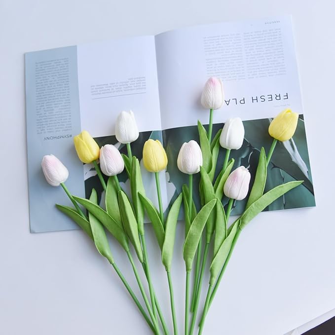 10PCS All Saints' Day Artificial Flower Tulips PU Real Touch Tulips for Home Wedding Decoration Brides Hand Holding Bouquet Artificial Flower Decoration
