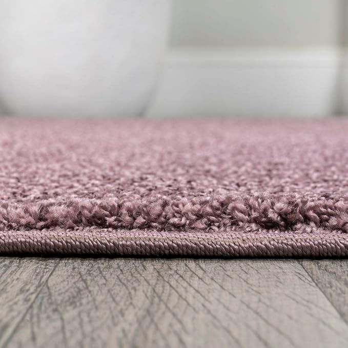 JONATHAN Y Haze Solid Low-Pile Light Purple 5' Round Indoor Area Rug, Coastal,Bohemian,Minimalist,Classic, Easy-Cleaning for Living Room,Bedroom,Kitchen,Pet Friendly,Non-Shedding (SEU100R-5R)