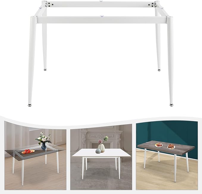 Modern Desk Frame,Industrial Metal Table Legs with Suction Cups,Desk Base for Marble,Glass,Wood Top,Furniture Legs for Home,Kitchen,DIY Bench Legs Coffee Table,Capacity 661.38lbs (White)