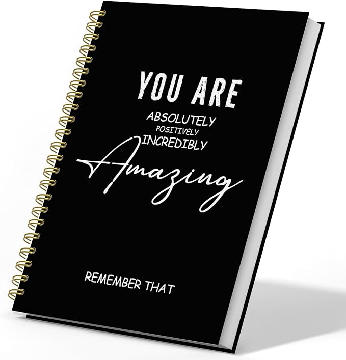 DSHFG Black Notebook Journal Gifts for Women, Journaling Notebooks for Work, Inspirational Notebook Coworkers Employees Team Members Gifts, Black Spiral Notebook, You are Amazing, 5.5x8.3