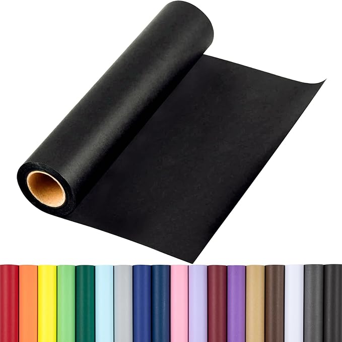 RUSPEPA Black Kraft Wrapping Paper Roll, 17.5"x 393"(32.8'), Recyclable Black Art Gift Wrap Paper for Gift Wrapping, Table Covering, Kids Craft Supplies, Bouquet Flower, Poster Bulletin Board, 80GSM