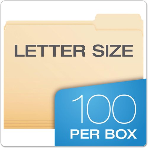 Pendaflex File Folders - Letter Size Manila with 1/3 Cut - 100 Count Box for Organized Filing