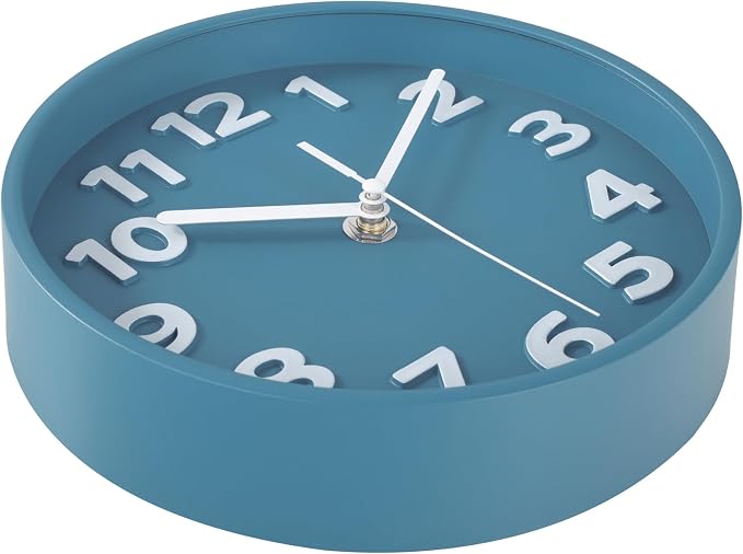 45MinST 8-Inch Blue Modern Wall Clock – Silent Non-Ticking, 3D Large Numbers, Accurate Timekeeping | Decorative Wall & Desk Clock with Stand for Living Room, Bedroom, Kitchen, or Office