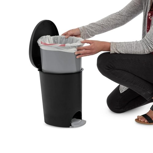 Skiennix 2.6 Gallon Small Trash Can - Step-On Lid, Slim Design for Tight Spaces | Durable Plastic for Bathroom, Bedroom, Office