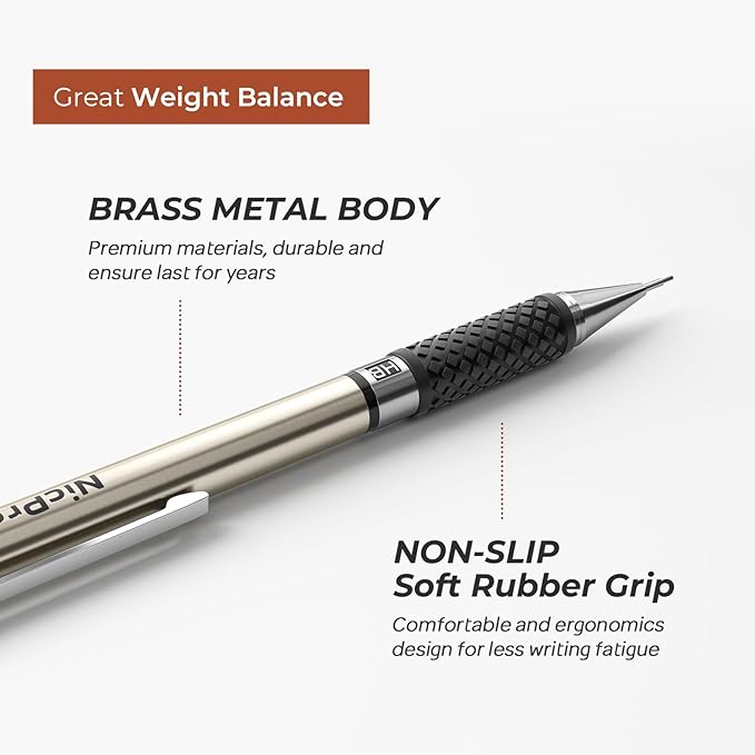 Nicpro 0.5 mm Art Mechanical Pencils Set in Case, 6 PCS Metal Drafting Pencil Lead Pencil 0.5mm with 6 Tube HB Lead Refills, 3 Erasers, 18 PCS Eraser Refills for Artist Writing, Drawing, Sketching