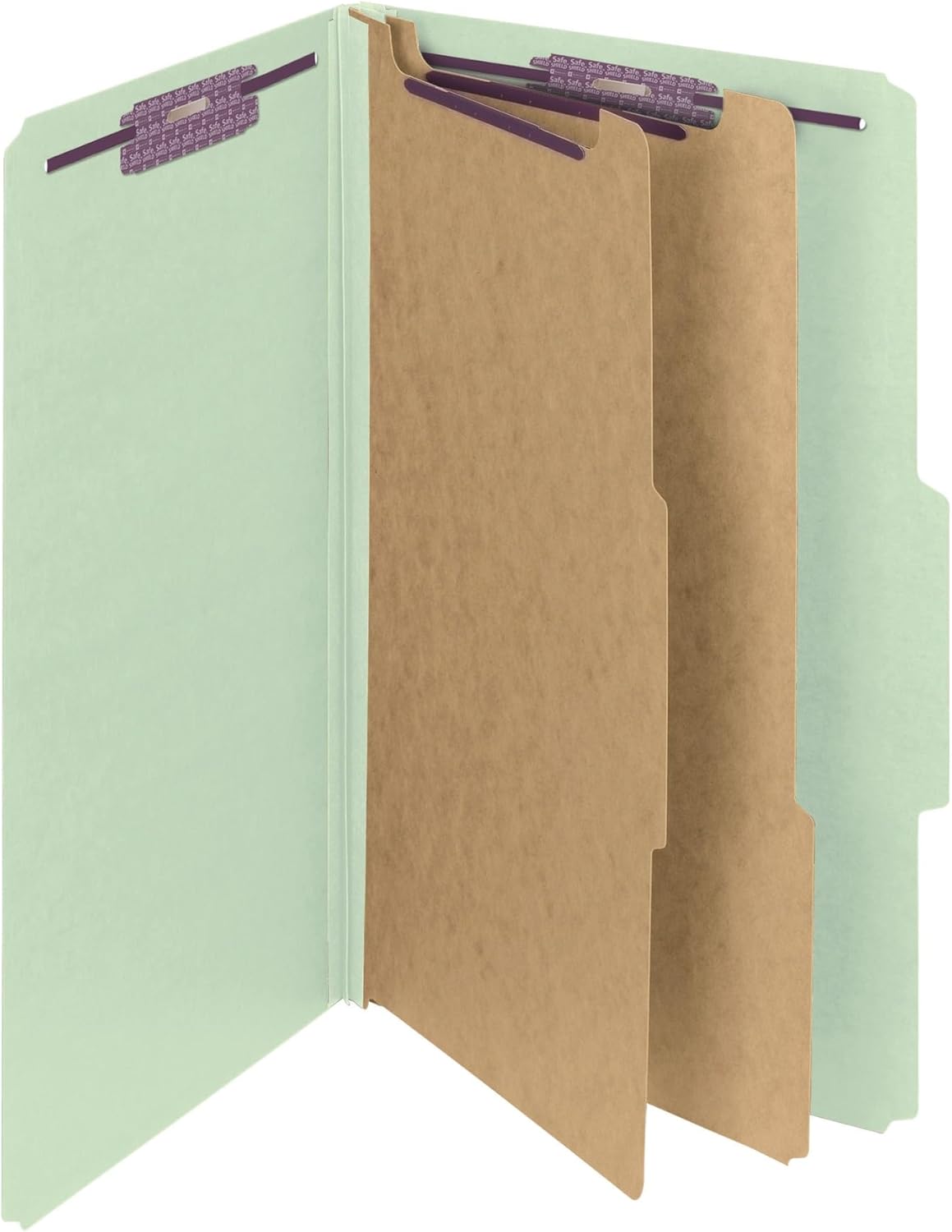 Smead Pressboard Classification File Folder - Legal Size with SafeSHIELD Fasteners | Gray/Green, 10 Pack