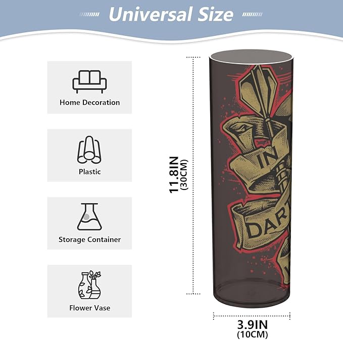 Vase Plastic Vase Elegant Cylinder Flower Vase Shatterproof Decorative Centerpiece for Home Table Office Weddings Events (11.8 x 3.9 in)