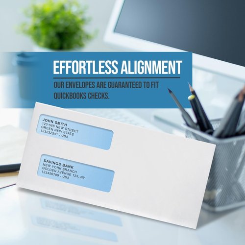 Compuchecks Double Window Envelopes #8 - Peel and Seal Security Business Mailing Envelopes | 500 Count