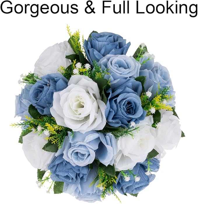 Flower Centerpieces for Wedding Tables: Wedding Table Decorations Dusty Blue & White Flower Balls Centerpieces for Engagement Cerebration Party Center Pieces 10 Packs