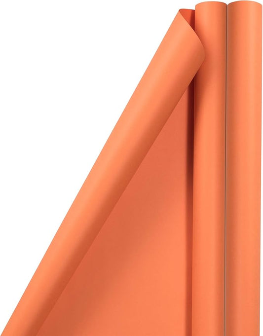 JAM Paper Gift Wrap - Matte Wrapping Paper - 50 Sq Ft Total (30 in x 10 Ft Each) - Matte Orange - 2 Rolls/Pack