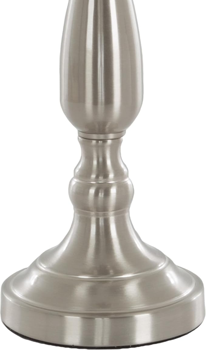 Brushed Steel Table Lamps - Set of 2 Traditional Accent Lights with LED Bulbs - Home Décor for Bedroom, Living Room, Office, or Entry by Lavish Home