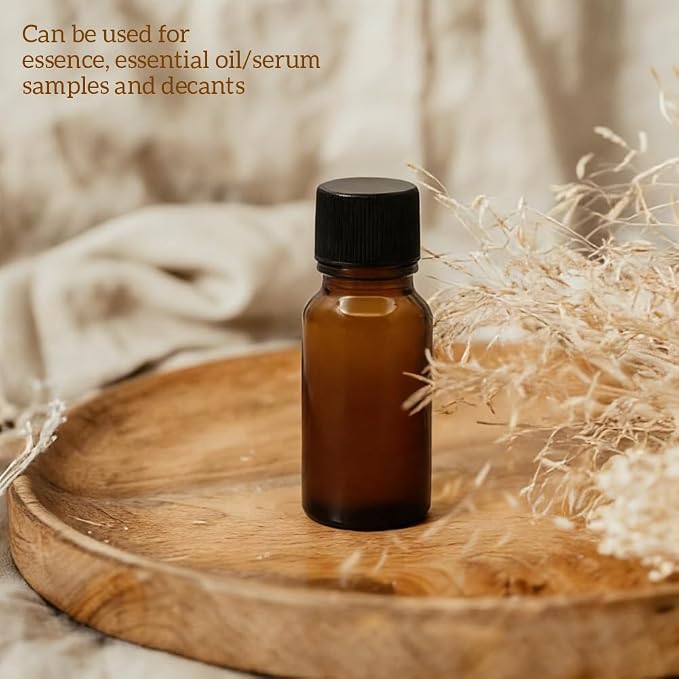 6Pcs Amber Glass Essential Oil Bottles with Orifice Reducer and Black Cap Empty Cosmetic Perfume Aromatherapy Storage Container Vial Pots Portable Refillable size 20ml/0.67oz