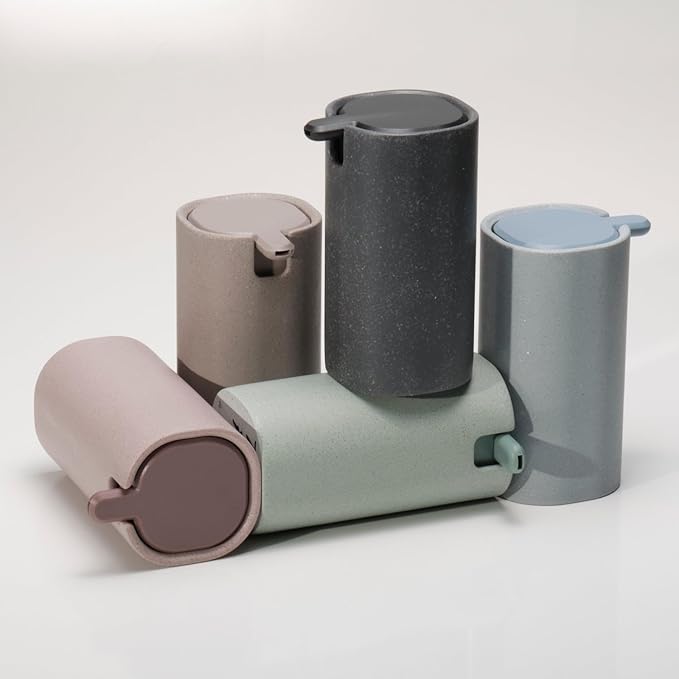 LINE+ARC Modern Easy-to-Press Soap Dispenser (Arctic). Cute Bathroom Blue Marble Kitchen Sink Ergonomic Liquid Lotion Shampoo Conditioner.