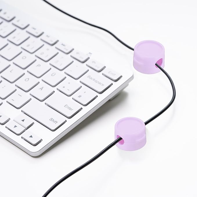 PATIKIL Cable Organizer Holder, 3 Pcs Magnetic Spring Desk Cable Management Clips Adhesive Cord Holder Keeper for Office Desktop Wall Car, Purple