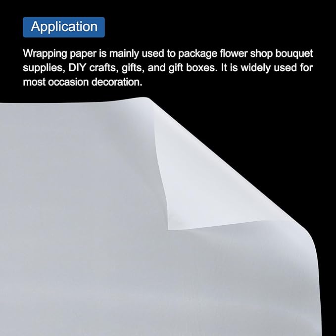 MECCANIXITY Flower Wrapping Fog Paper 22.8x22.8 Inch Waterproof Matte Floral Wrapping Paper for DIY Crafts, Gift/Gift Box Packaging White 20 Pcs