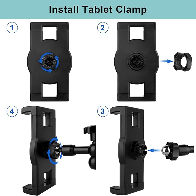 Mippko Heavy Duty Drill Base Tablet Holder, iPad Mount for Truck/Car/Boat/Wall/Desk/Vehicle Dashboard,360° Adjustable Aluminum Alloy Arm Mount Compatible with 7~12.9" iPad/Nexus/Fire HD/e-Book/Switch