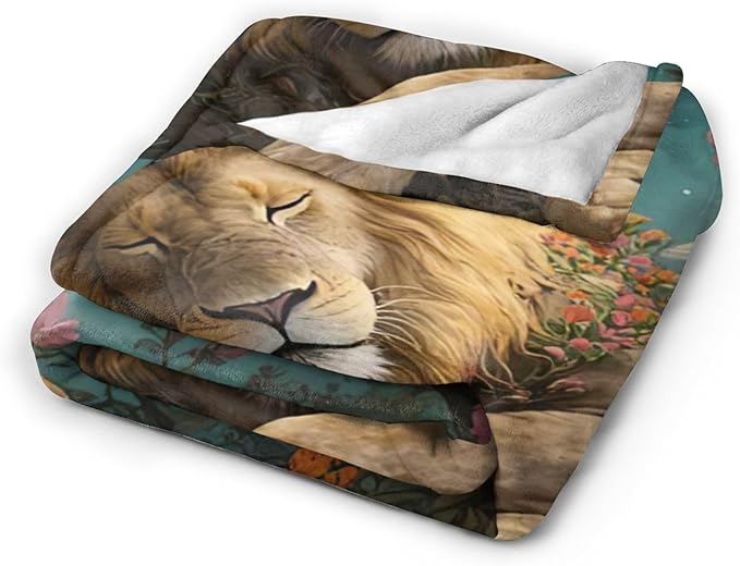 Lion Blanket Lion Throw Blanket Animal Soft Cozy Fleece Fuzzy Stuffed Plush Flannel Gifts for Girls Women Boys Kids Adults 60"X80"
