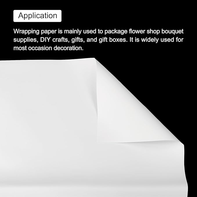MECCANIXITY 20 Pcs Flower Wrapping Paper 22.8x22.8 Inch Waterproof Florists Wrapping Paper for Florist Bouquet Supplies, DIY Crafts, Gift/Gift Box Packaging White
