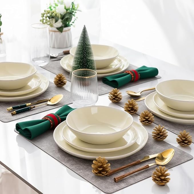 AmorArc Ceramic Dinnerware Sets,Handmade Reactive Glaze Stoneware Plates and Bowls Sets,Highly Scratch Resistant | Dishwasher & Microwave Safe Dishes Set,Service for 8 (24pc)