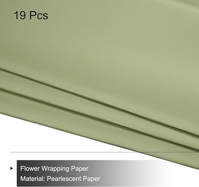 MECCANIXITY Set of 20 Flower Wrapping Paper 22.8x22.8 Inch Waterproof Florists Wrapping Paper for Florist Bouquet Supplies, DIY Crafts, Gift/Gift Box Packaging Green