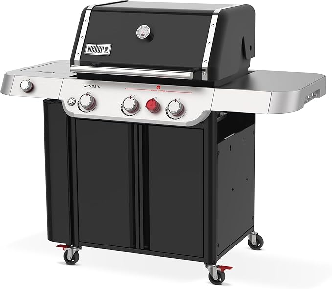 Weber Genesis E-335 Liquid Propane Gas Grill for Outdoor Cooking, 3 Burners and 1 Side Burner, Black