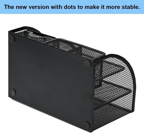 AUSTARK Desk Organizer - Wire Mesh Pencil Holder with 7 Compartments & Mini Drawer | Black