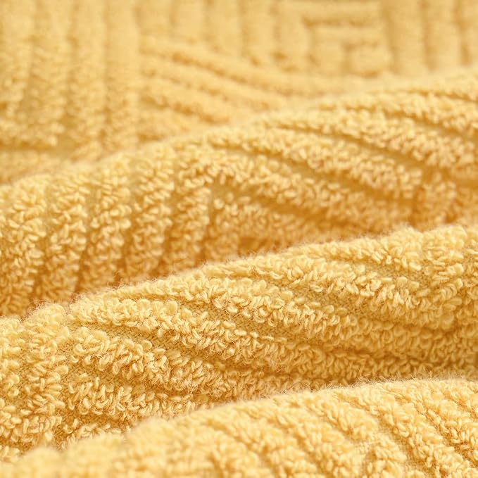sense gnosis Yellow Hand Towels Set of 2 Striped Weave 100% Terry Cotton Towel Super Soft Highly Absorbent Face Towel for Bathroom 13" X 29"