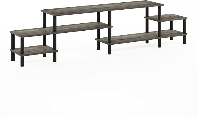 Furinno TURN-N-TUBE TV Stand, 3-Tier Open Design Entertainment Center, Open Shelf TV Console for TV up to 55 Inch, Toolless Assembly, for Living Room, Bedroom, French Oak
