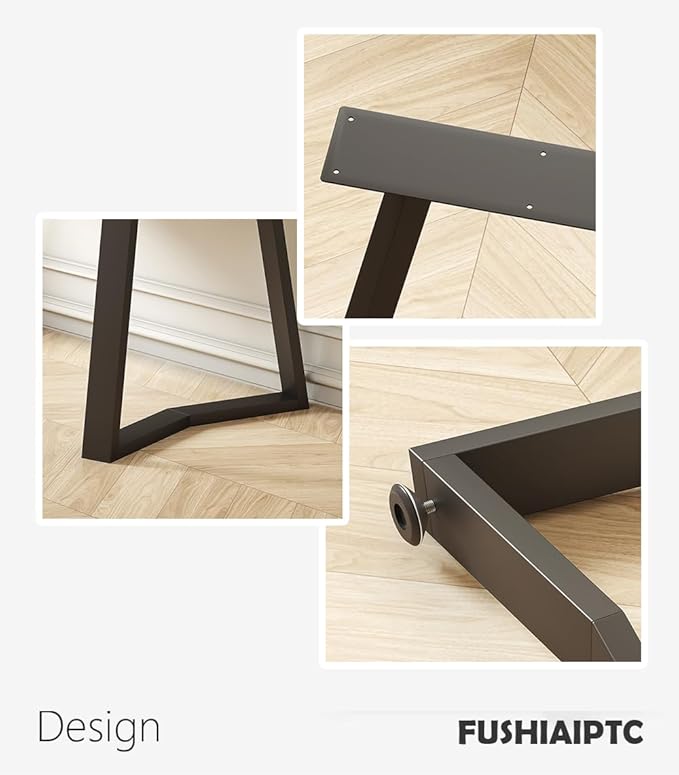 FUSHIAIPTC 28 Inch Dinning Table Legs, 25.8" W Desk Legs Set of 2 Heavy Duty Metal Legs for Table, 3.2” Thickened Treatment Modern Table Leg with Adjustable Floor Protector (Trapezoidal)