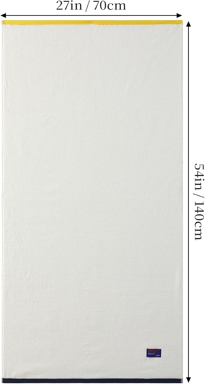 REDKISS 2 Pack Cotton Bath Towels, Soft Absorbent 600 GSM, 27x54 Inch | Quick Dry | Reinforced Stitching | Modern Contrast Border Design | Machine Washable | Bathroom, Gym|Spa & Guest Use | White