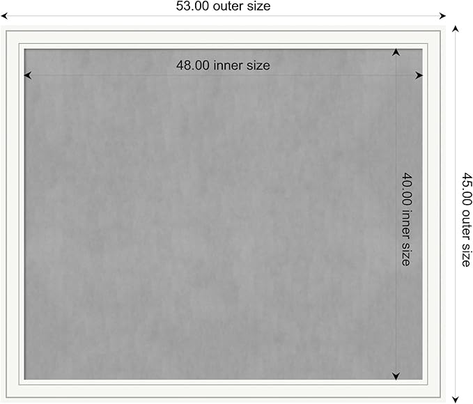 Amanti Art White Framed Magnetic Board 45x53 Oversize Vision Board for use with Magnets, 100% Metal Sheet to Display Items as Office Decor or for Home Organization in mudroom, Kitchen or Kids Room