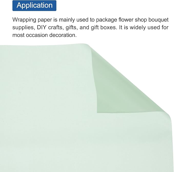 MECCANIXITY Flower Wrapping Fog Paper 22.8x22.8 Inch Waterproof Matte Floral Wrapping Paper for DIY Crafts, Gift/Gift Box Packaging Light Cyan 20 Pcs