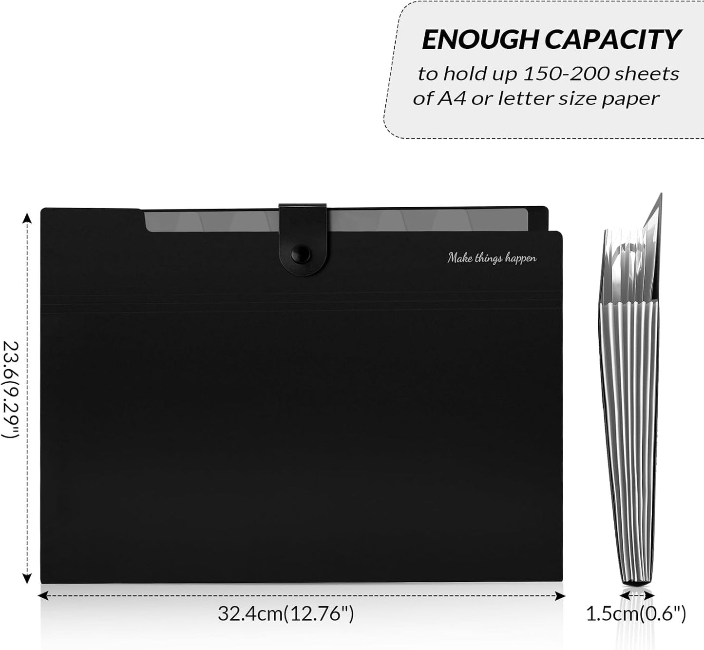 SKYDUE Accordion File Organizer - 8 Pockets, Portable A4 Document Folders with Snap Closure | Pack of 4