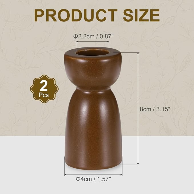uxcell 2 Pack Candlestick Holder Dark Brown Ceramic Taper Candle Holder Candle Stand Holders Modern Style Decoration for Centerpiece Tabletops Anniversary
