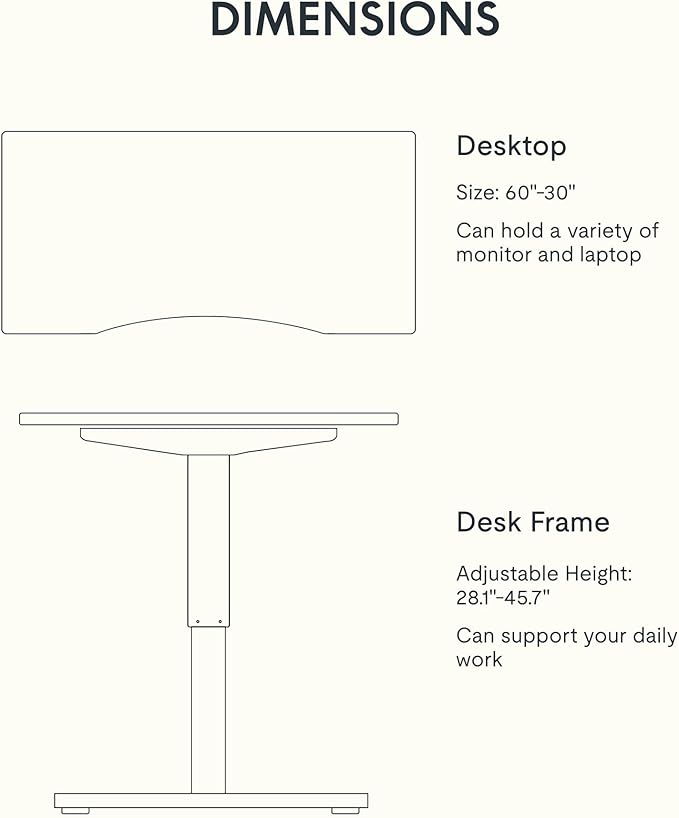FLEXISPOT EN1 Bamboo Standing Desk, 60 x 30 Inches One-Piece Electric Adjustable Height Sit Stand Desk for Home Office (White Frame + Bamboo Curved Desktop, 2 Packages)