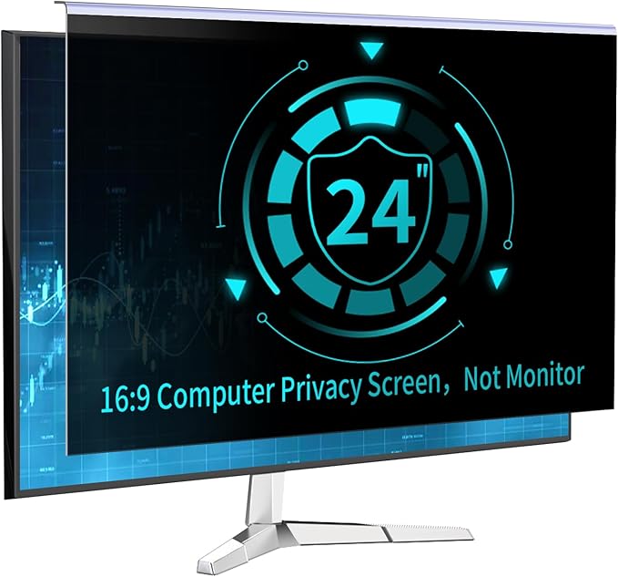 DEJIMAX 24 Inch Computer Privacy Screen for 16:9 Monitor, Anti-Blue Light Monitor Privacy Screen Filter, Anti-UV Computer Hanging Shield, Universal 23.6'', 23.8'', 24''