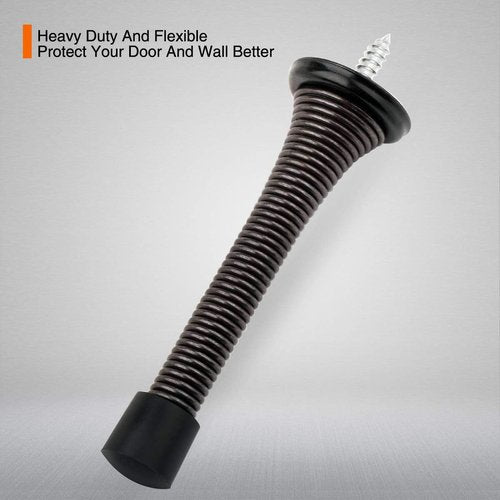 Skiennix 14 Pack Spring Door Stoppers - Oil Rubbed Bronze with Flexible 3-1/4" Rubber Bumper Tips